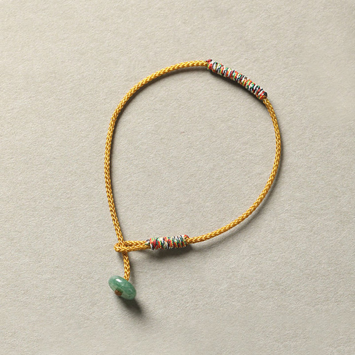 Handwoven green aventurine cord bracelet — view 6