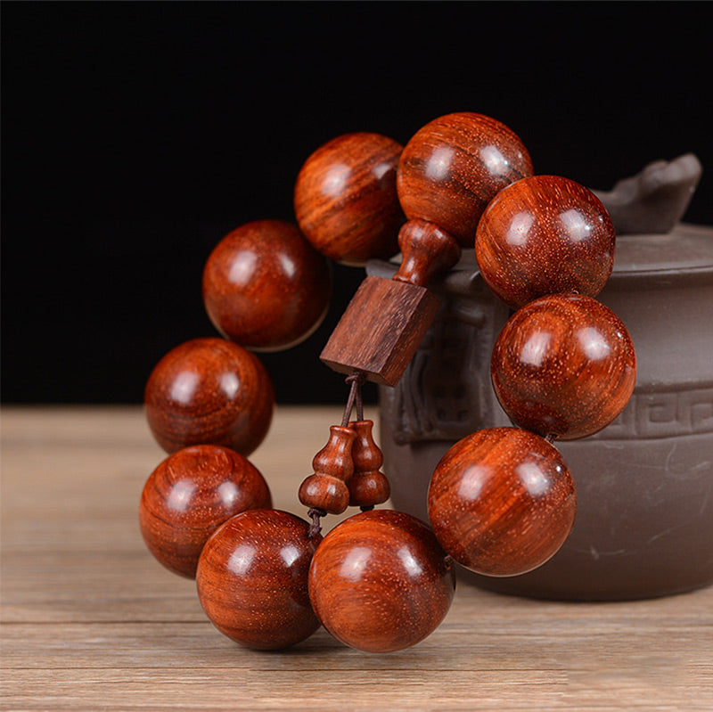 Red sandalwood and rosewood bead bracelet — view 5
