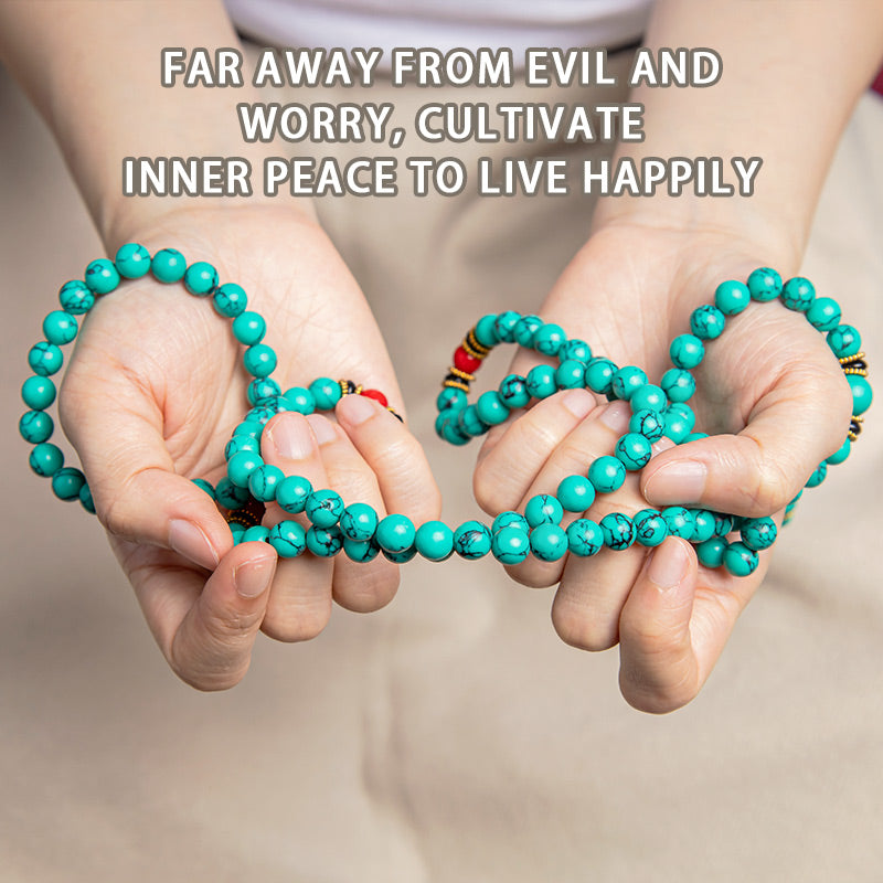 Buddha Stones Tibetan Turquoise Healing Mala Bracelet Mala Bracelet BS 1