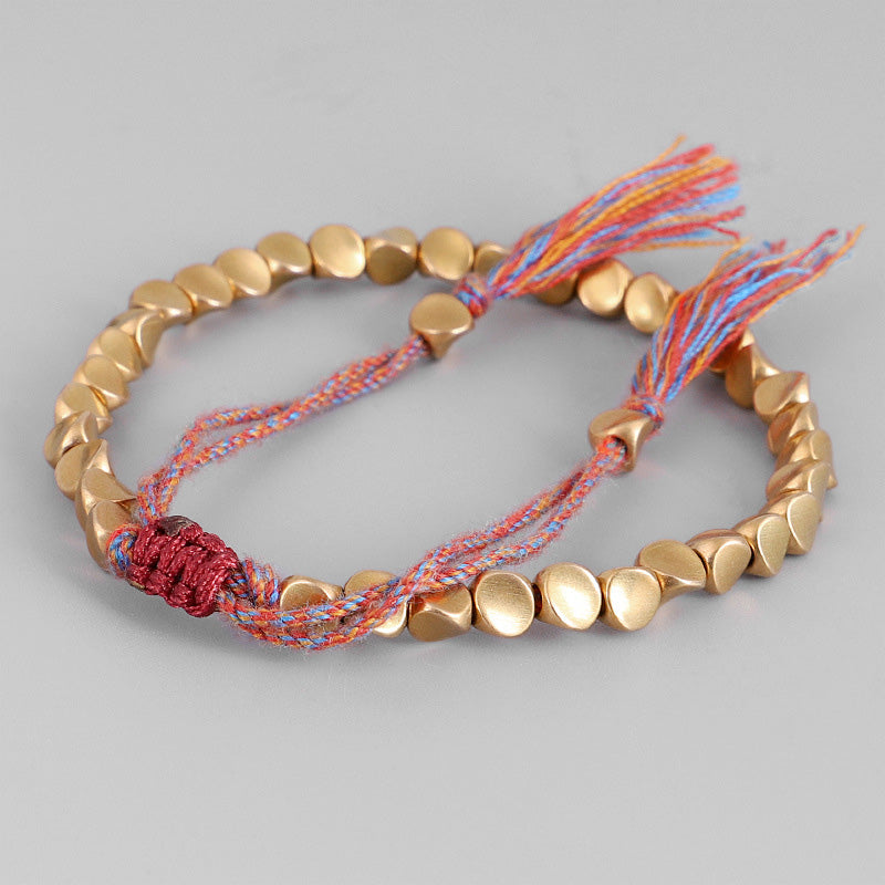 Tibetan copper bead cord bracelet — view 11