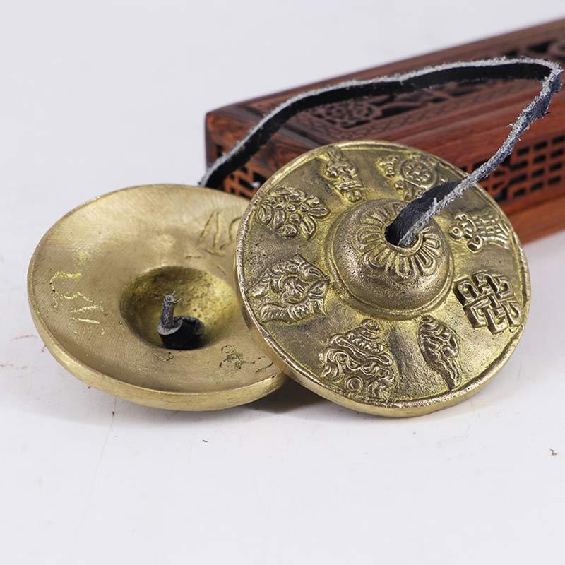 Buddha Stones Tibetan Tingsha Bell Six True Words Dragon Copper Balance Decoration With Bag Buddhist Supplies BS 10