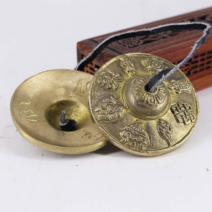 Buddha Stones Tibetan Tingsha Bell Six True Words Dragon Copper Balance Decoration With Bag Buddhist Supplies BS 10
