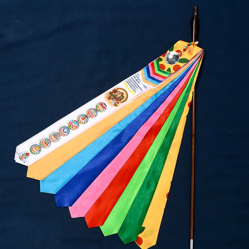 Eight Auspicious Symbols prayer flag arrow — view 2