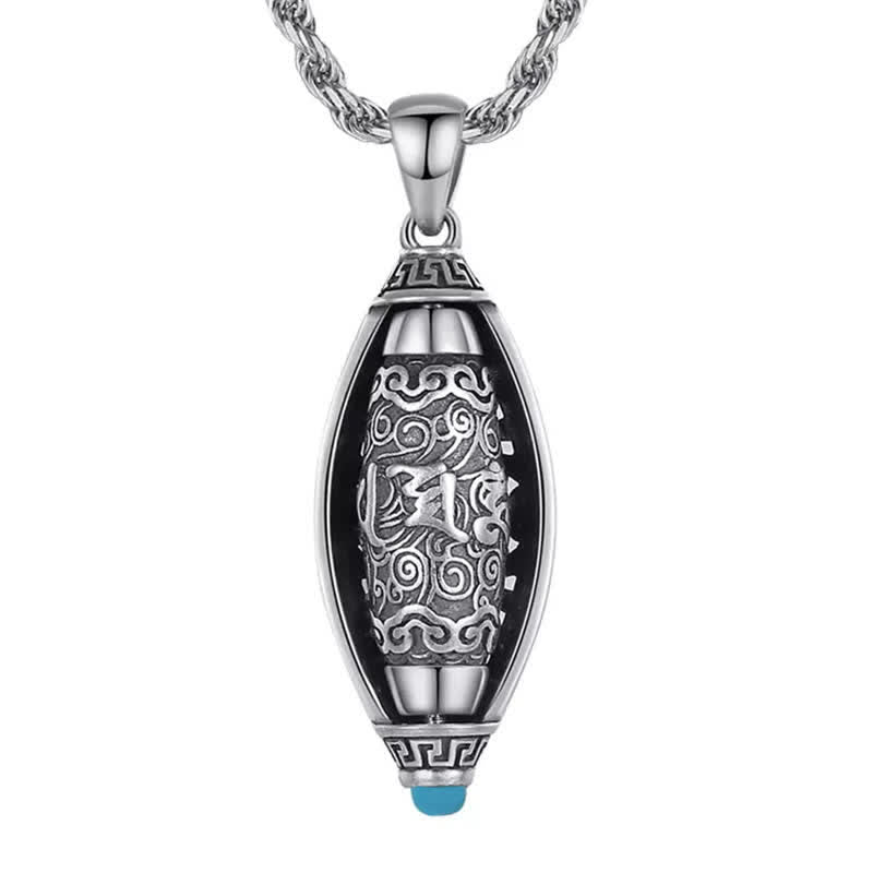 Buddha Stones Tibet Om Mani Padme Hum Protection Necklace Rotatable Pendant Necklaces & Pendants BS 7