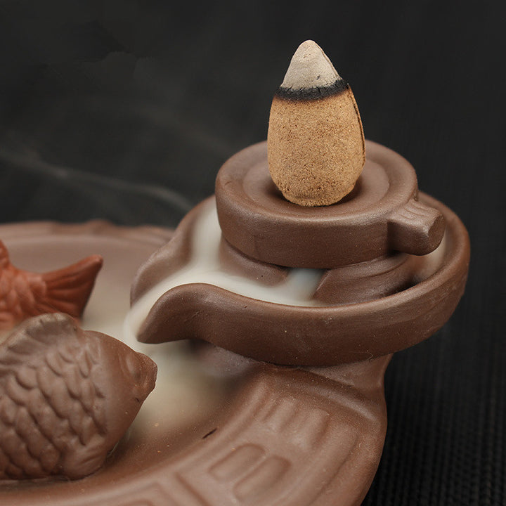 Backflow Incense Burner Creative Ceramic Incense Stick Holder Aromatherapy Waterfall Censer for Home Office Living Room Teahouse