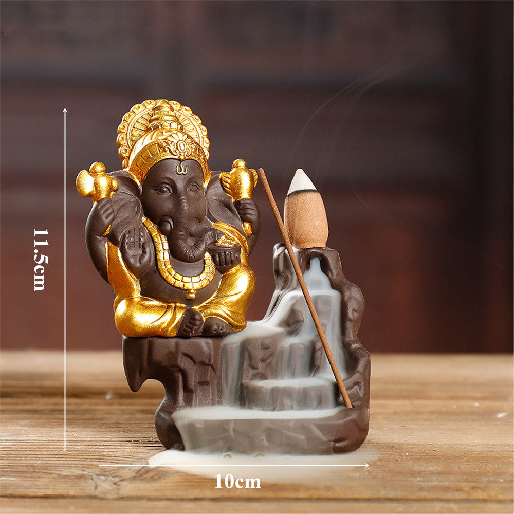 Ganesha Backflow Incense Burner Elephant God Incense Stick Holder