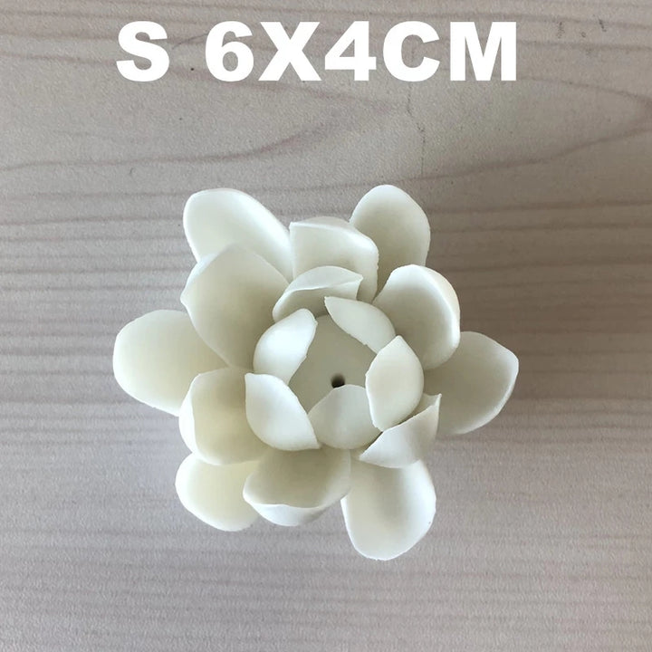 Ceramic White Lotus Incense Stick Holder