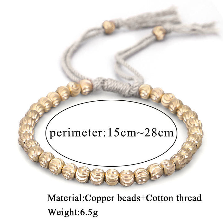Buddha Stones Tibetan Handmade Copper Bead Luck String Bracelet Bracelet BS 4