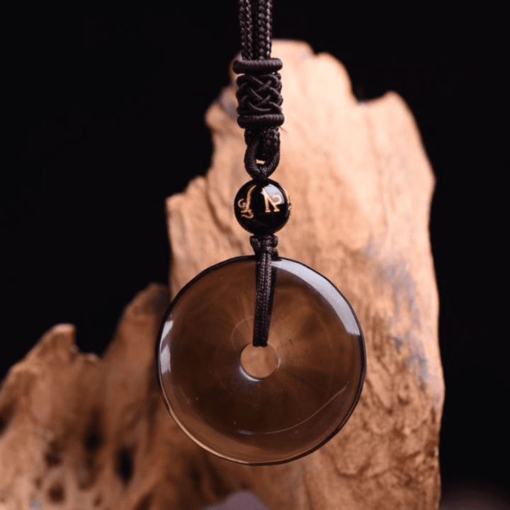 Buddha Stones Tibetan Obsidian Protection Necklace Necklace BS 6