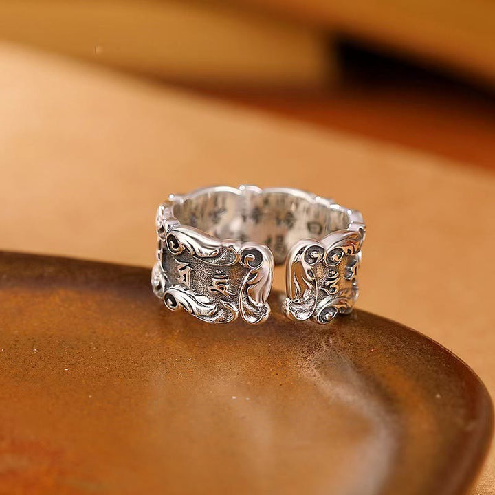Tibetan Mantra Adjustable Ring — view 3