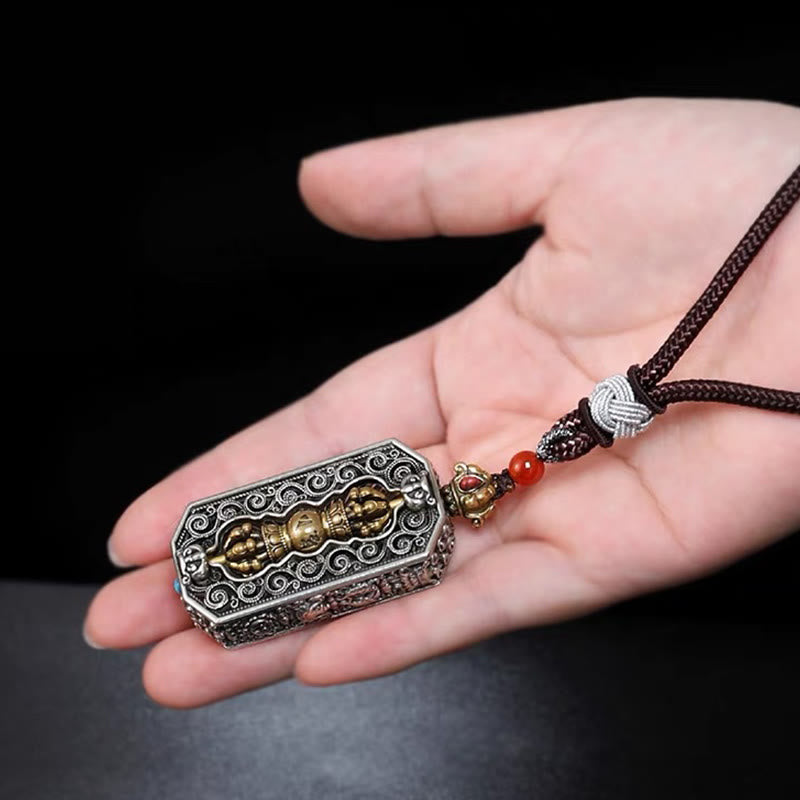 Rotating Dorje and lotus mantra pendant — view 7