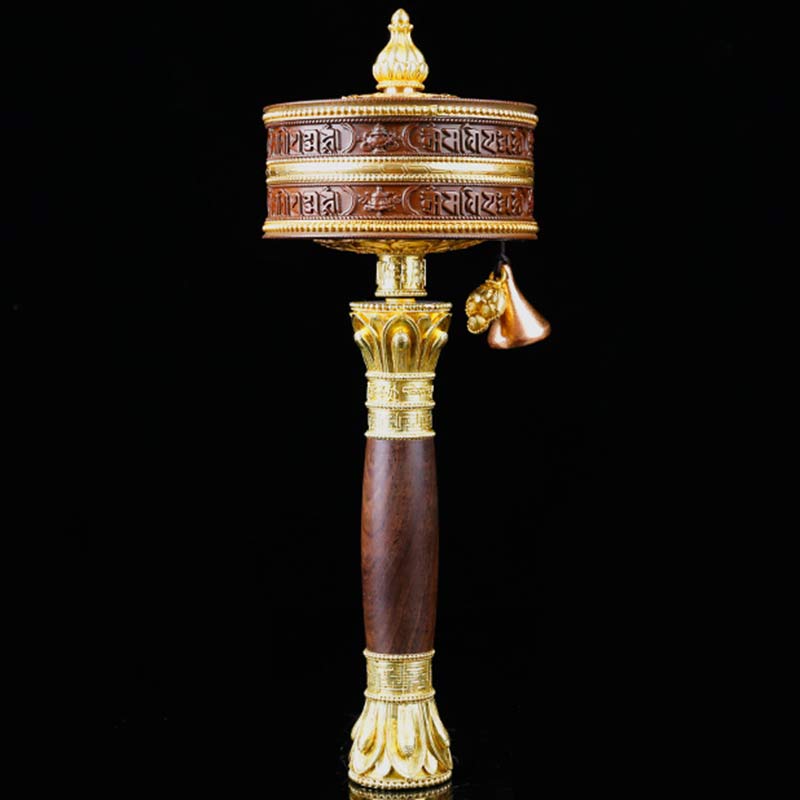 Tibetan Copper Prayer Wheel with Mantra Design — view 4