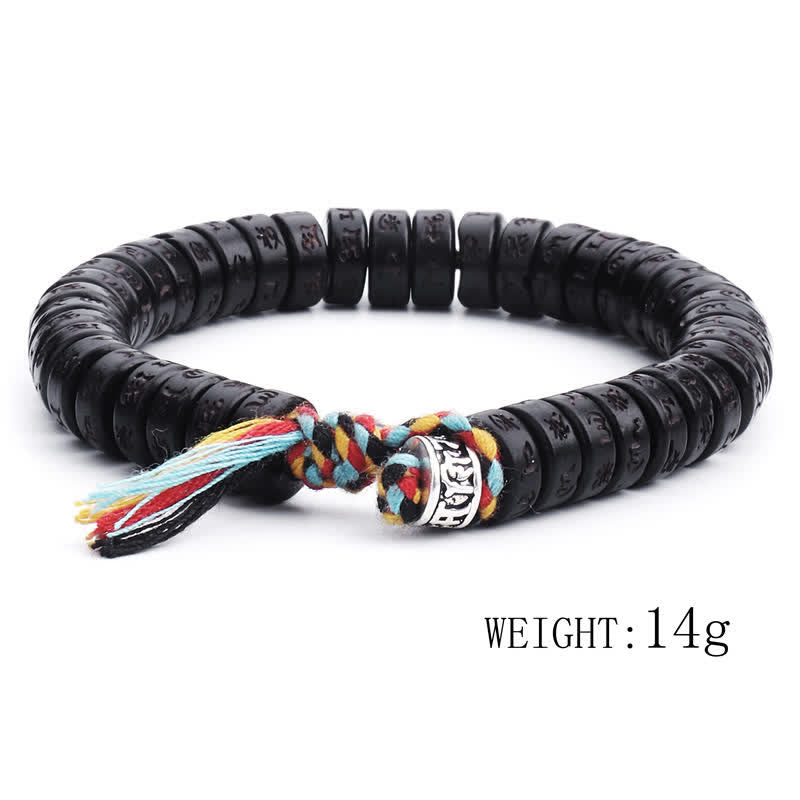 Coconut shell mantra bead bracelet — view 9