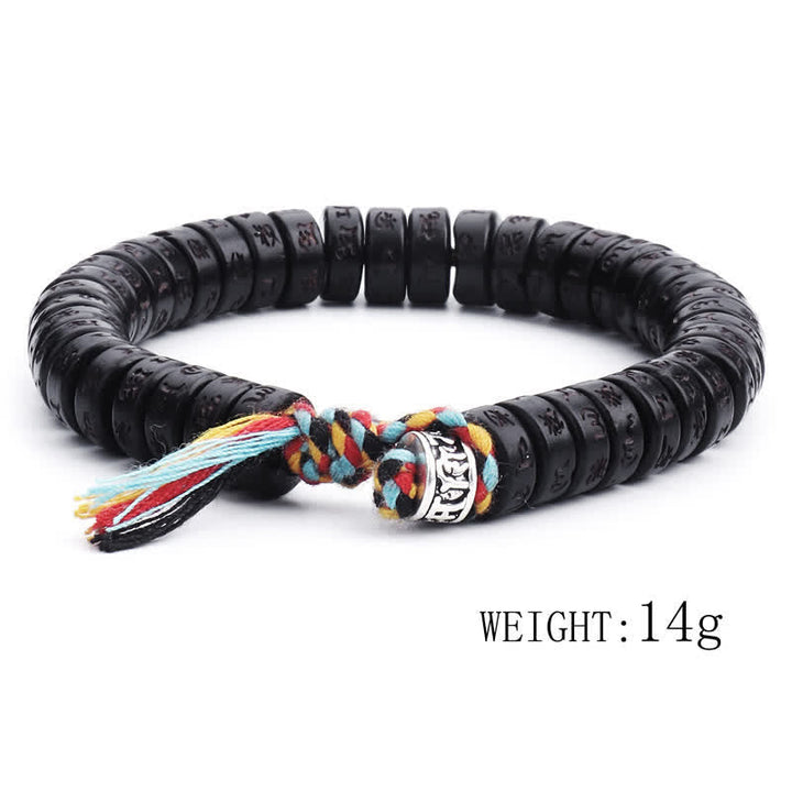 Coconut shell mantra bead bracelet — view 9