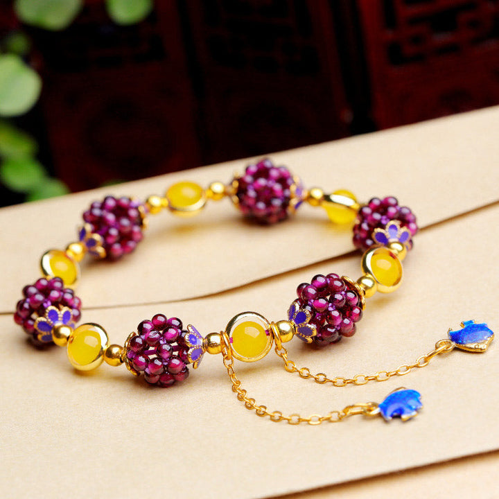 Buddha Stones Tibetan Garnet Calm Bracelet Bracelet BS Yellow