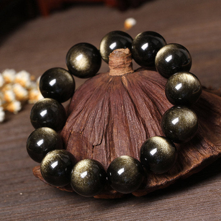 Tibetan obsidian bracelet — view 3