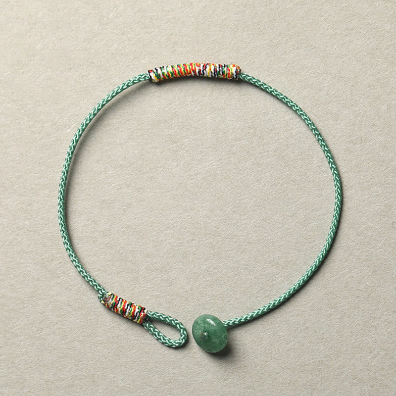 Handwoven green aventurine cord bracelet — view 1
