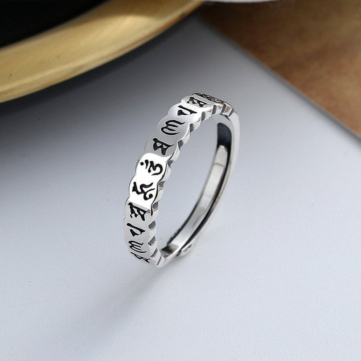 925 Sterling Silver Six True Words Calm Wisdom Ring