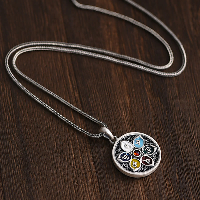 Buddha Stones Tibetan Om Mani Padme Hum Purity Necklace Pendant Necklaces & Pendants BS 2