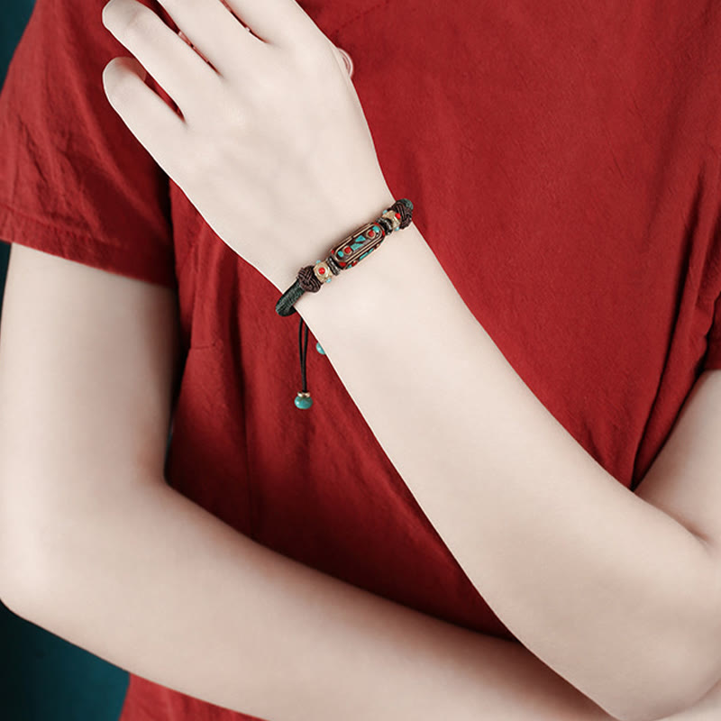 Tibetan Turquoise Mantra Braided Bracelet — view 12