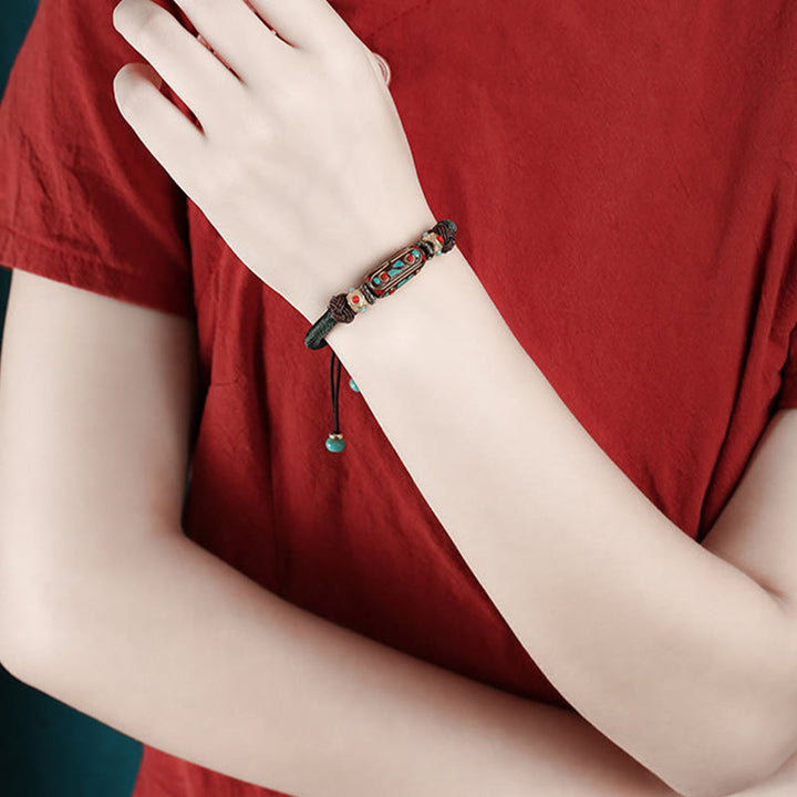 Tibetan Turquoise Mantra Braided Bracelet — view 12
