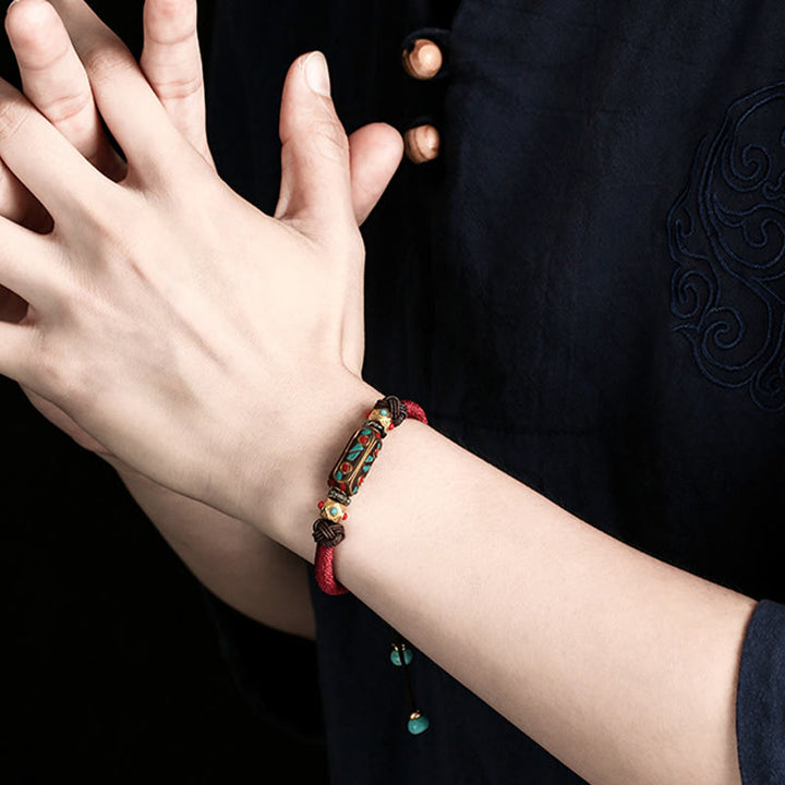 Tibetan Turquoise Mantra Braided Bracelet — view 4