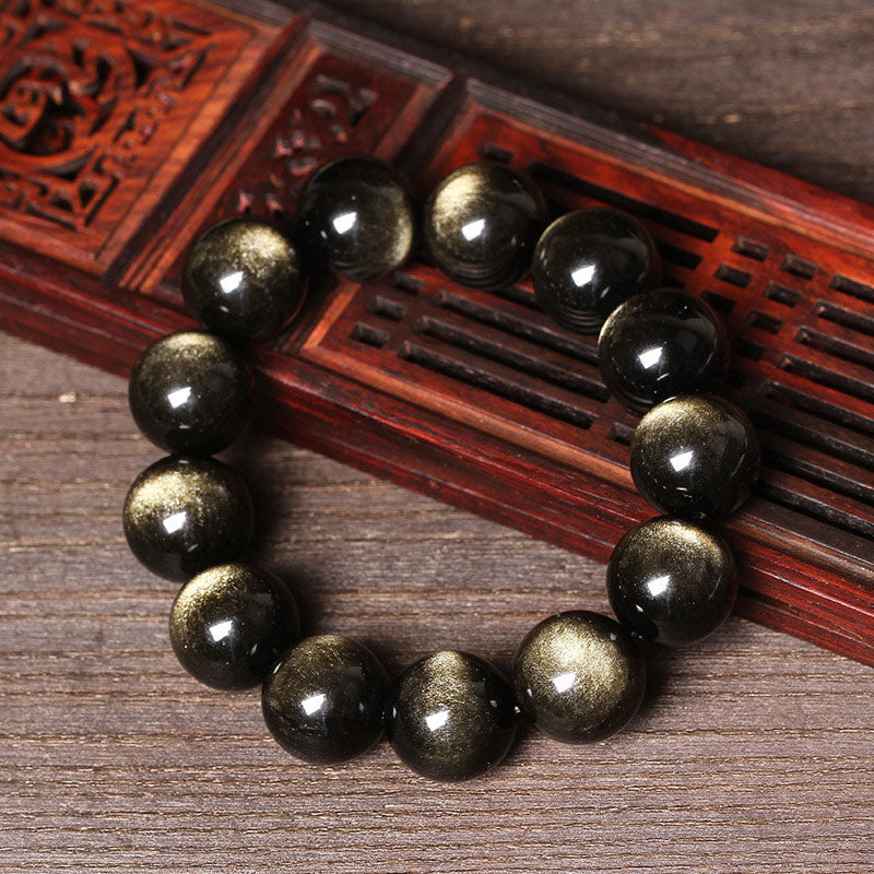 Tibetan obsidian bracelet — view 2
