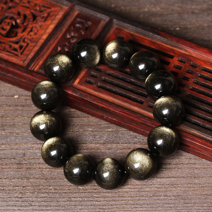 Tibetan obsidian bracelet — view 2