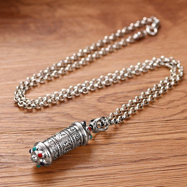 Om Mani Padme Hum silver-plated pendant necklace — view 3