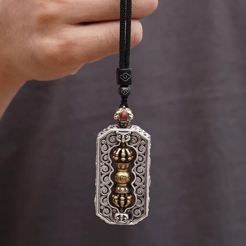 Rotating Dorje and lotus mantra pendant — view 6