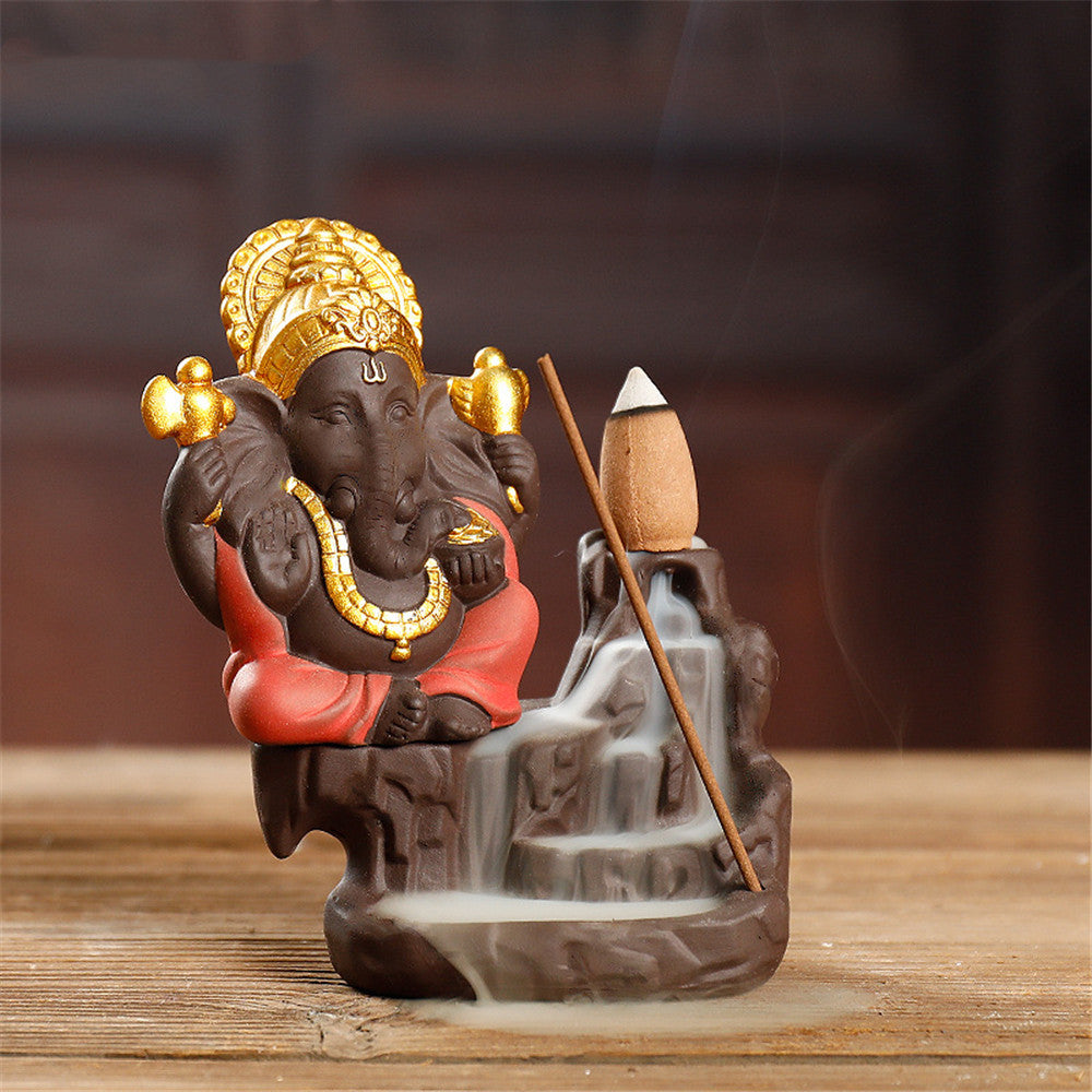 Ganesha Backflow Incense Burner Elephant God Incense Stick Holder