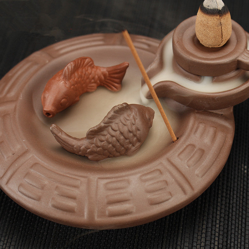 Backflow Incense Burner Creative Ceramic Incense Stick Holder Aromatherapy Waterfall Censer for Home Office Living Room Teahouse