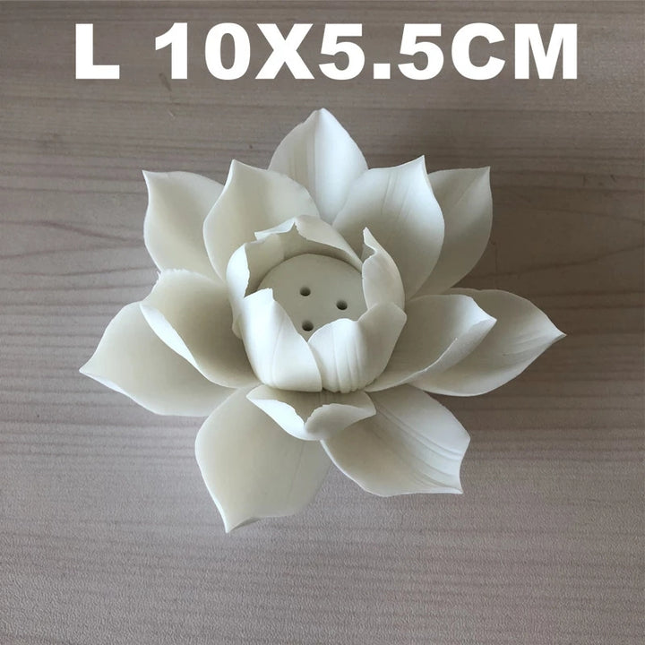 Ceramic White Lotus Incense Stick Holder
