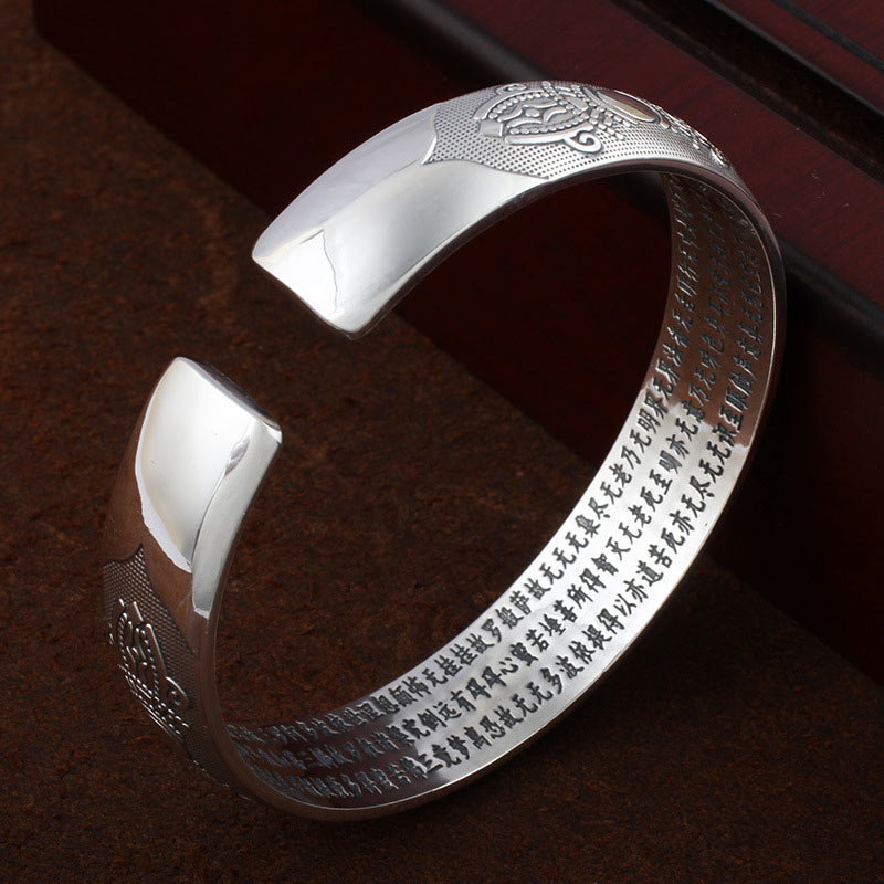 Tibetan Sanskrit White Copper Bracelet Bangle — view 3