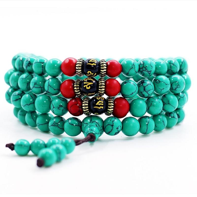 Tibetan Turquoise Mala Necklace — view 1