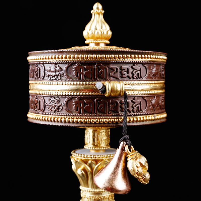 Tibetan Copper Prayer Wheel with Mantra Design — view 3