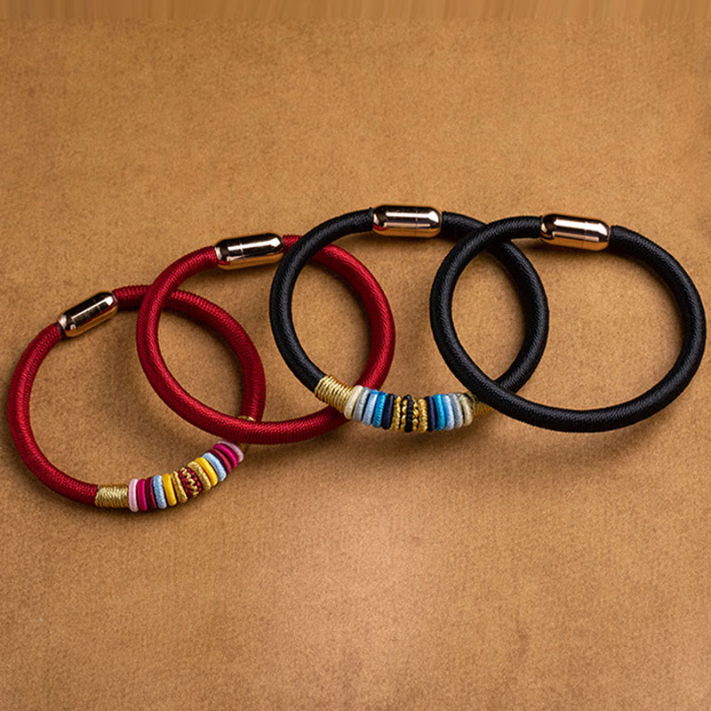 Buddha Stones Tibetan Handmade King Kong Knot Protection Magnetic Buckle Braided Bracelet Bracelet BS 21