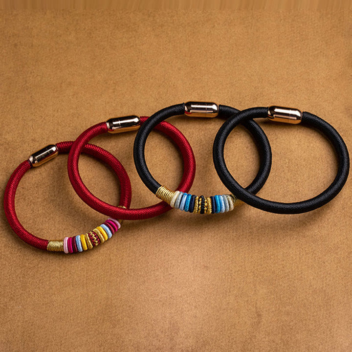 Buddha Stones Tibetan Handmade King Kong Knot Protection Magnetic Buckle Braided Bracelet Bracelet BS 21