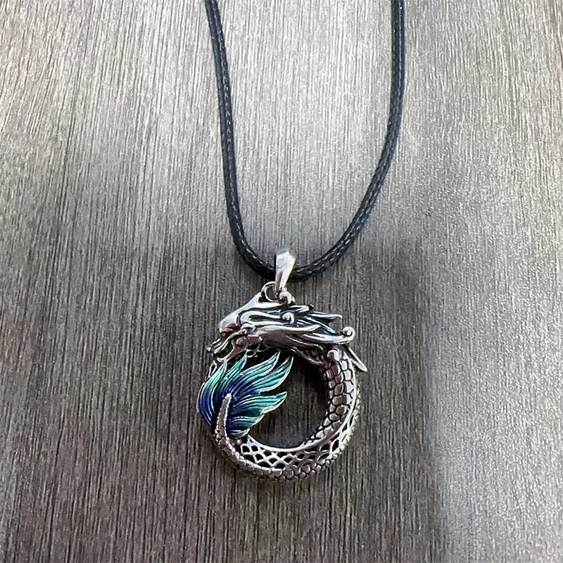 Tibetan Copper Dragon Necklace — view 4