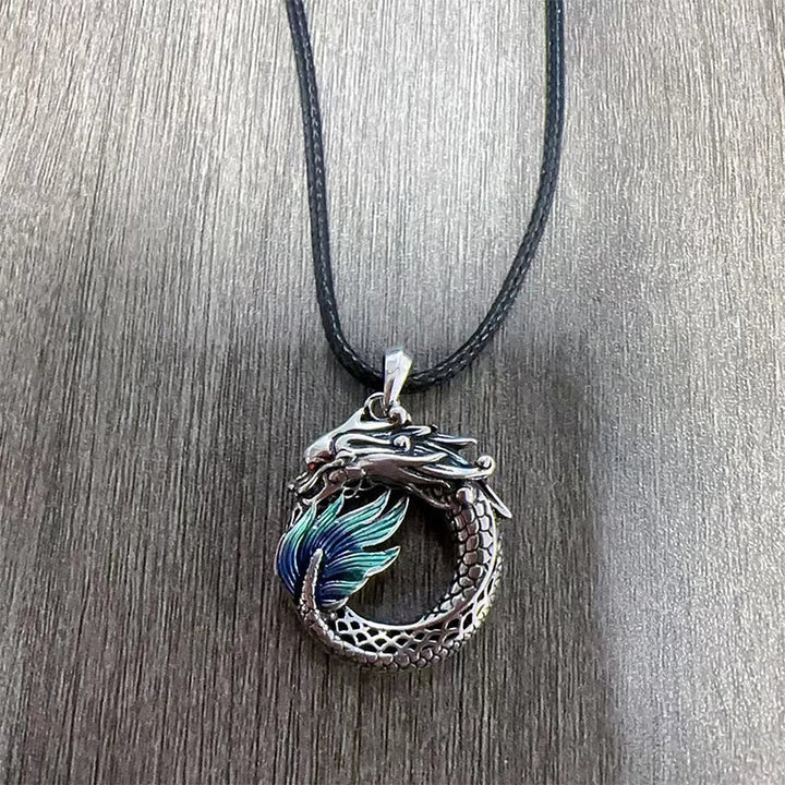 Tibetan Copper Dragon Necklace — view 4
