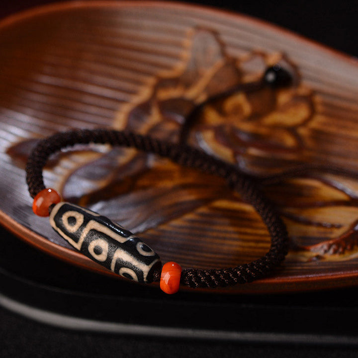 Nine-Eye Dzi bead cord bracelet — view 2