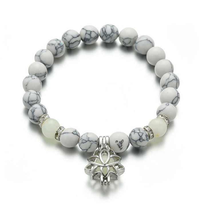 Buddha Stones Tibetan Turquoise Glowstone Luminous Bead Lotus Protection Bracelet Bracelet BS 1