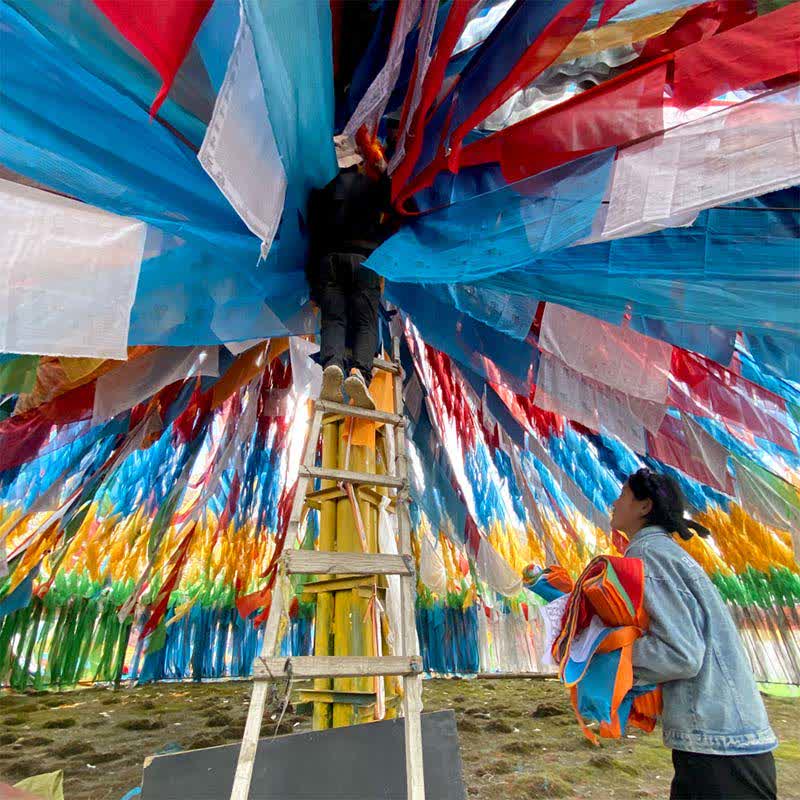 Five-color Windhorse prayer flags — view 9