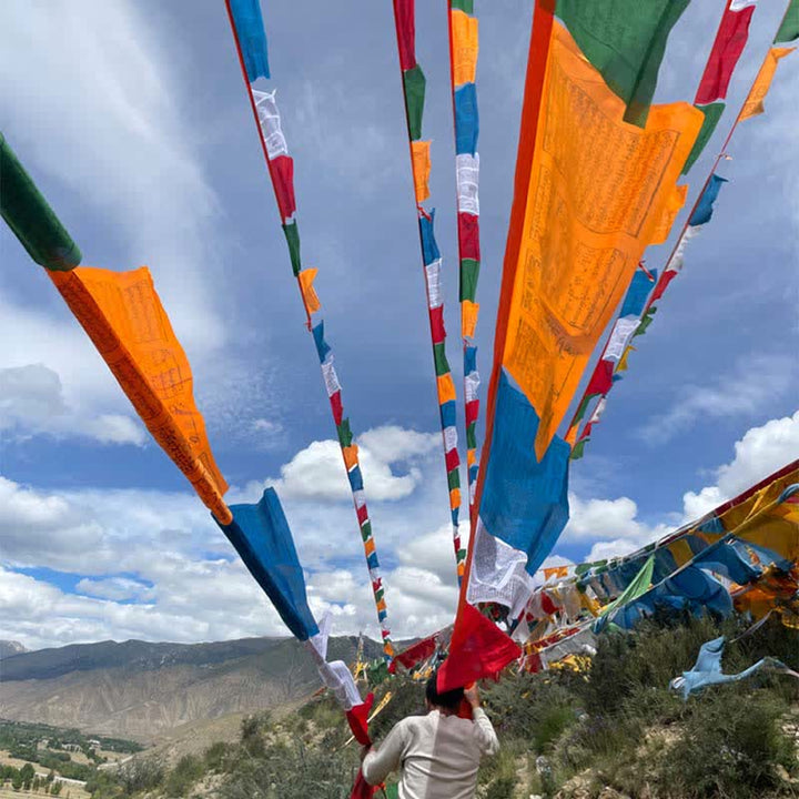 Five-color Windhorse prayer flags — view 12