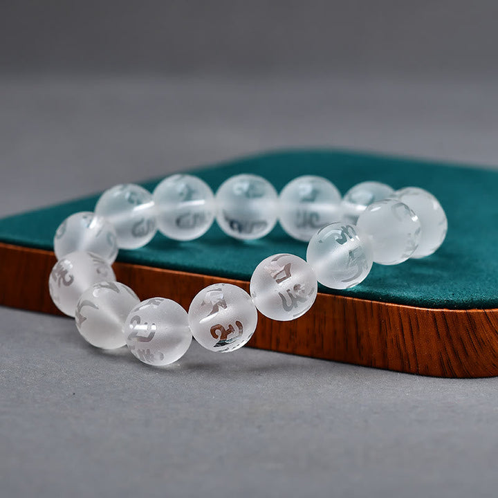 White crystal and black onyx mantra bracelet — view 12
