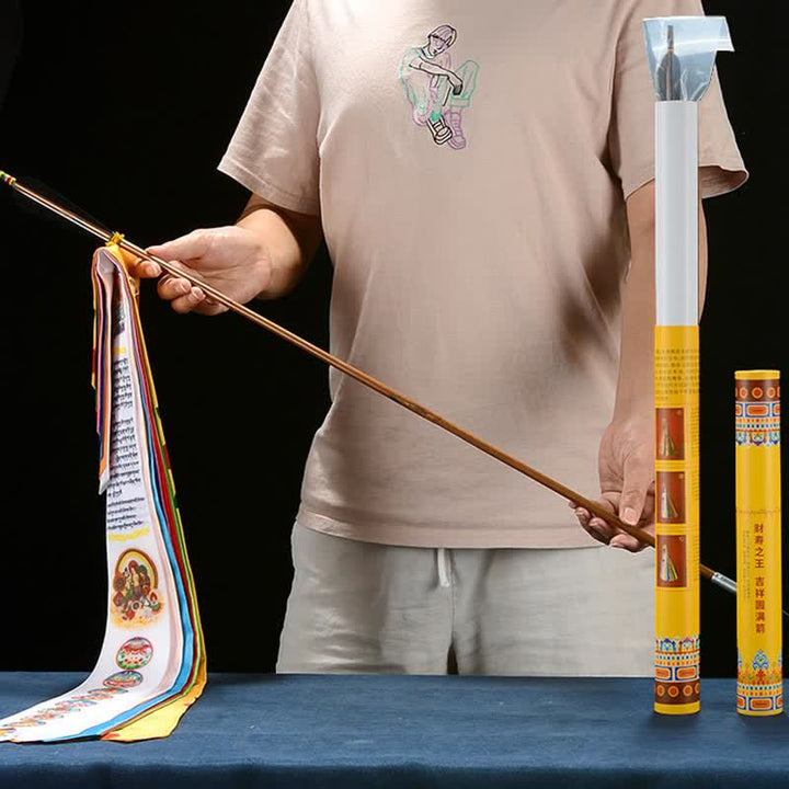 Eight Auspicious Symbols prayer flag arrow — view 3