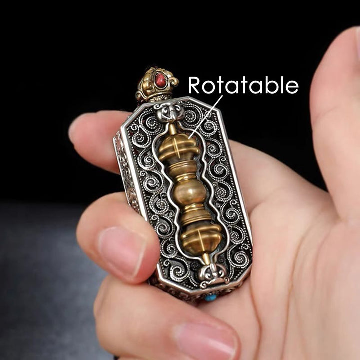 Rotating Dorje and lotus mantra pendant — view 3