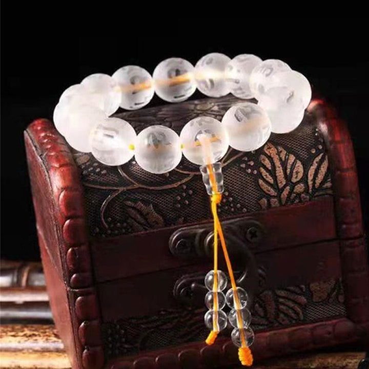 White crystal and black onyx mantra bracelet — view 4
