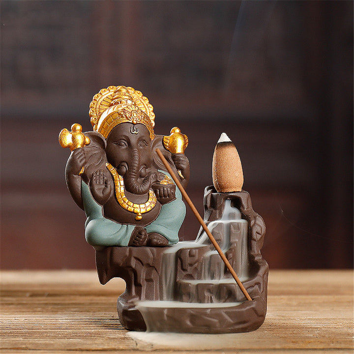 Ganesha Backflow Incense Burner Elephant God Incense Stick Holder