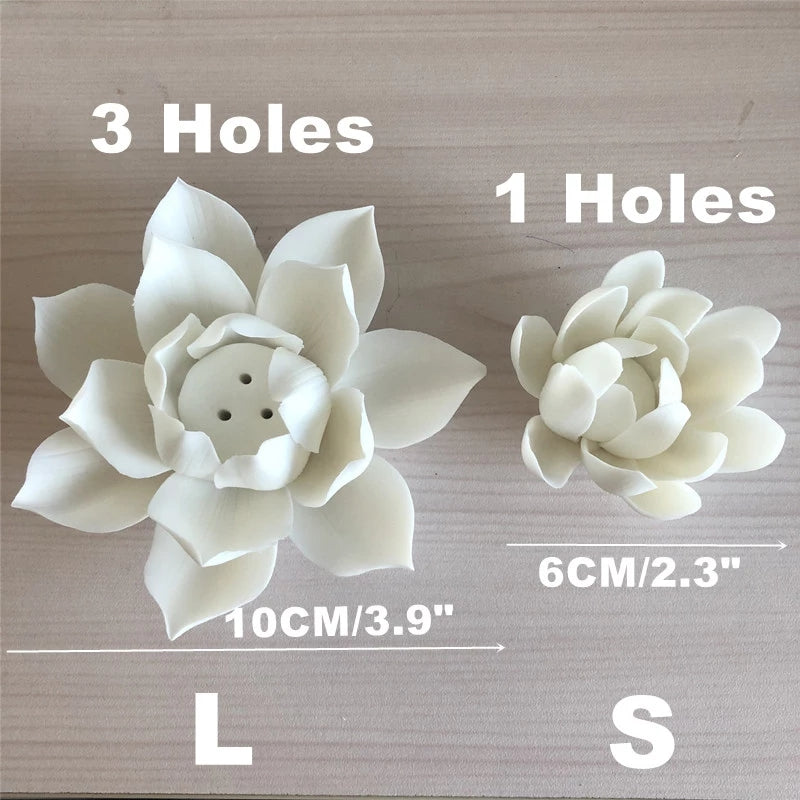 Ceramic White Lotus Incense Stick Holder